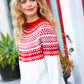 Feeling Festive Ivory & Red Fair Isle Mock Neck Sweater