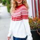 Feeling Festive Ivory & Red Fair Isle Mock Neck Sweater