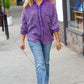 Violet Washed Cotton Gauze Button Down Shirt