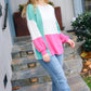 The Slouchy Mint & Pink Drop Shoulder Terry Color Block Top