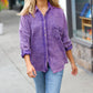 Violet Washed Cotton Gauze Button Down Shirt