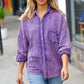 Violet Washed Cotton Gauze Button Down Shirt