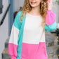 The Slouchy Mint & Pink Drop Shoulder Terry Color Block Top