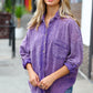 Violet Washed Cotton Gauze Button Down Shirt