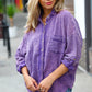 Violet Washed Cotton Gauze Button Down Shirt