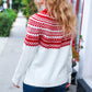 Feeling Festive Ivory & Red Fair Isle Mock Neck Sweater