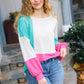 The Slouchy Mint & Pink Drop Shoulder Terry Color Block Top