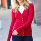 Day On The Town Red Snap Button Rib Cardigan