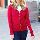 Day On The Town Red Snap Button Rib Cardigan