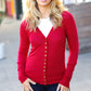 Day On The Town Red Snap Button Rib Cardigan