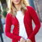 Day On The Town Red Snap Button Rib Cardigan