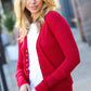 Day On The Town Red Snap Button Rib Cardigan