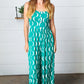 Kelly Green Abstract Wave Button Jumpsuit