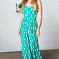 Kelly Green Abstract Wave Button Jumpsuit