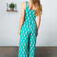 Kelly Green Abstract Wave Button Jumpsuit