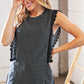 Charcoal Distressed Sleeveless Crochet Lace Top