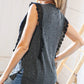 Charcoal Distressed Sleeveless Crochet Lace Top