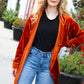 Dazzling Rust Velvet Button Down Tunic Top