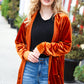 Dazzling Rust Velvet Button Down Tunic Top