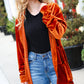 Dazzling Rust Velvet Button Down Tunic Top