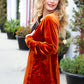 Dazzling Rust Velvet Button Down Tunic Top