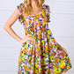 Indigo & Lemon Floral Babydoll Ruffle Dress