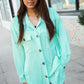 Put Together Mint Cut-Edge Button-Down Long Shirt Top