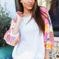 Sunny Days Ivory Textured Floral Bubble Sleeves Dolman Top