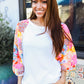 Sunny Days Ivory Textured Floral Bubble Sleeves Dolman Top