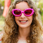 Fuchsia Oval Cat Eye Scalloped Sunglasses