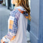 Autum Vibes Orange & Taupe Plaid Terry Kangaroo Pocket Hoodie