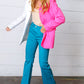 Fuchsia & Cream Silky Half & Half Buttoned Blazer