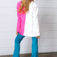 Fuchsia & Cream Silky Half & Half Buttoned Blazer