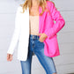 Fuchsia & Cream Silky Half & Half Buttoned Blazer