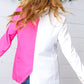 Fuchsia & Cream Silky Half & Half Buttoned Blazer