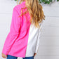 Fuchsia & Cream Silky Half & Half Buttoned Blazer