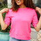 Pretty In Pink Mock Neck With Back Ribbon Bow Tie Sweater Top