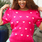 Be Mine Pink & White Heart Oversized Jacquard Sweater