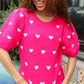 Be Mine Pink & White Heart Oversized Jacquard Sweater