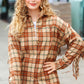 All Bets Off Taupe Flannel Plaid Fringe Jacket