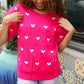 Be Mine Pink & White Heart Oversized Jacquard Sweater