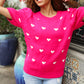 Be Mine Pink & White Heart Oversized Jacquard Sweater