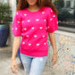 Be Mine Pink & White Heart Oversized Jacquard Sweater