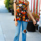 Burnt Orange Flat Floral Print Ruffle Sleeve Babydoll Top