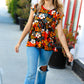 Burnt Orange Flat Floral Print Ruffle Sleeve Babydoll Top