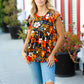 Burnt Orange Flat Floral Print Ruffle Sleeve Babydoll Top