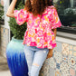 Find Love Pink/Yellow Floral Frill Balloon Short Sleeve Top