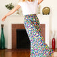 Stand Out Navy & Green Abstract Print Smocked Waist Palazzo Pants