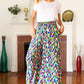 Stand Out Navy & Green Abstract Print Smocked Waist Palazzo Pants