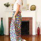 Stand Out Navy & Green Abstract Print Smocked Waist Palazzo Pants